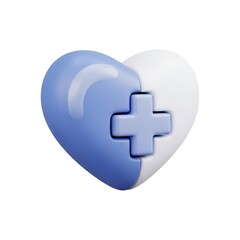 Fototapeta premium A light-purple heart shape divided into two halves, with a light-purple plus sign in the center.