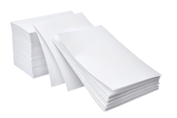 Stack of plain white paper sheets isolated on black ready for printing office supply background