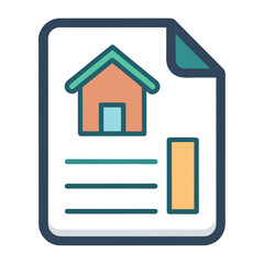 Real estate document with house icon and chart illustration