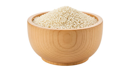 Isolated Wooden Bowl Full of White Quinoa