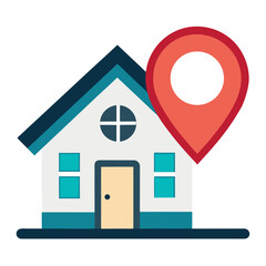 House location icon with a red map marker