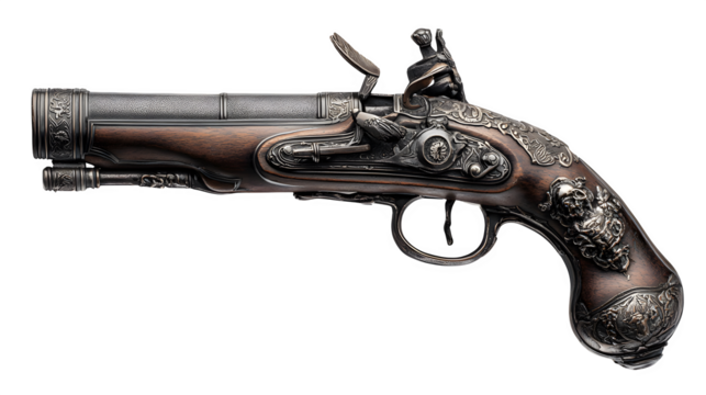 Decorative flintlock pistol replica from historical theme