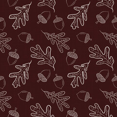 seamless foliage oak leaves acorn pattern © Sarah