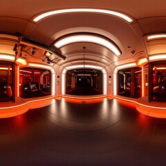 Futuristic Corridor on a Spaceship or Space Station