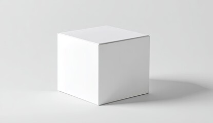 Naklejka premium Blank white cube box on plain background
