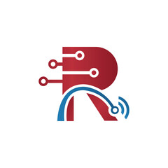 Modern Technology Letter R wifi Logo