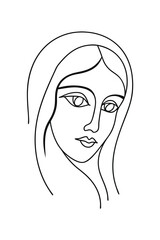 Minimalist continuous line drawing a woman's face portrait