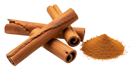 Isolated Cinnamon Sticks and Powder