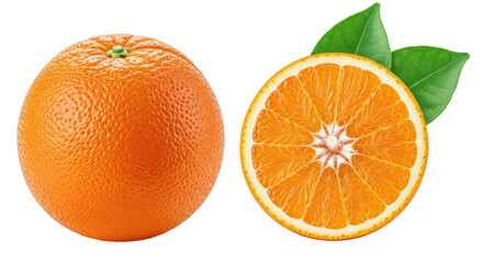 Isolated Orange with Leaves citrus fruit