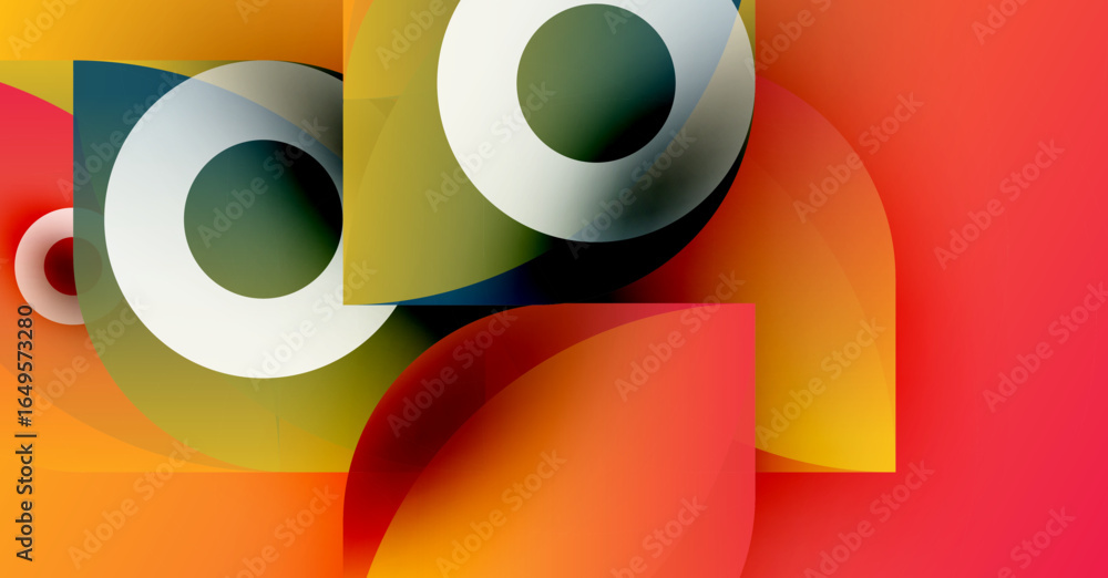 Poster abstract composition. overlapping shapes, vibrant colors create dynamic visual experience. modern de