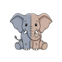 Naklejka premium Two cartoon elephants sitting side by side.