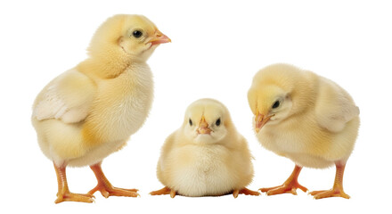Isolated Three Chicks
