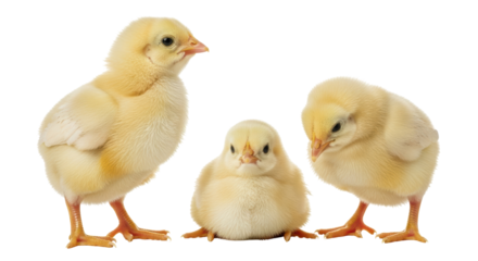 Isolated Three Chicks