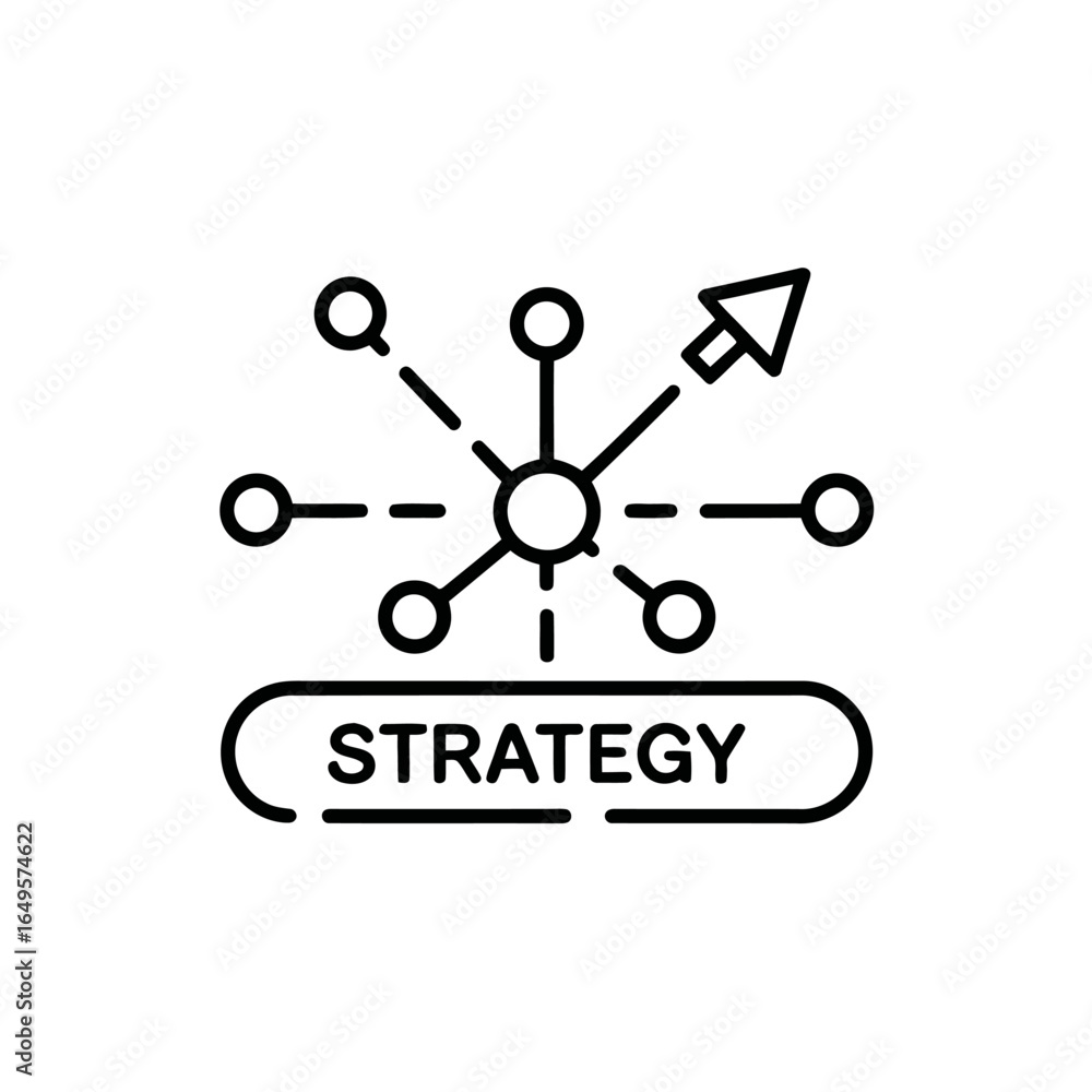 Aufkleber strategic network and centralized connections concept with arrows symbolizing forward movement and c