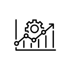Data Analysis and Business Growth Chart with Gear, Visualizing Progress and Strategic Management