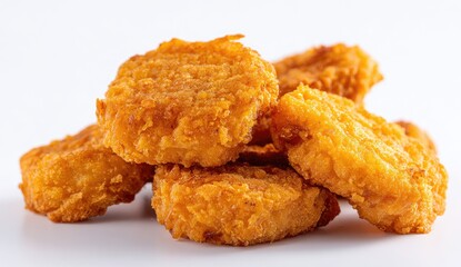 Golden fried nuggets clustered