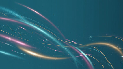 Obraz premium Abstract Flowing Lines with Soft Pink and Gold Accents on Teal Background