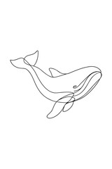 Minimalist single line drawing a whale swimming gracefully animal marine