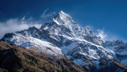 Majestic snow-capped mountain peak under a vibrant blue sky (2)