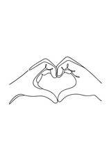 Minimalist single line drawing two hands forming a heart shape love gesture 1