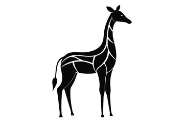 Black and white giraffe silhouette with segmented body art illustration style