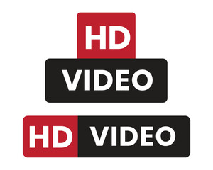 HD Video Label Icon – High Definition Media Tag for Streaming, Playback, and Editing