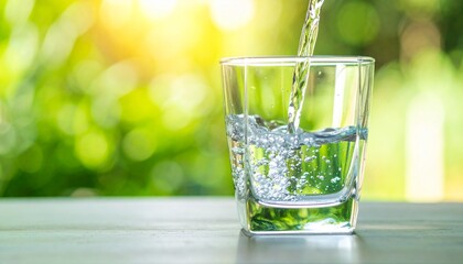 Close-Up of Water Pouring into Transparent Glass Outdoors