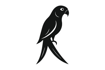 Fototapeta premium Elegant Black Silhouette of a Tropical Parrot on a White Background
