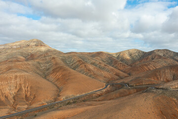 Aerial View of Curving Road Near Sicasumbre Mountain, Fuerteventura