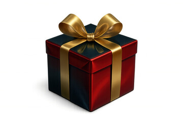 Obraz premium Red gift box wrapped with golden ribbon and bow on a transparent background, perfect for christmas, birthday, or any special occasion