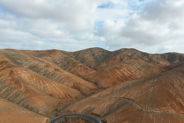 Aerial View of Curving Road Near Sicasumbre Mountain, Fuerteventura