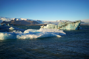Jokulsarlon in Iceland, witnessing floating icebergs in the glacial lagoon, a top destination for...