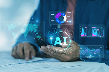 Businessman use AI for business to enhance customer experience and personalize marketing strategies.