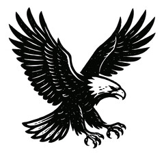 Obraz premium Bald Eagle Vector Illustration with Wings Spread - Majestic Bird of Prey in Flight, Symbol of Freedom.