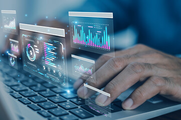 Businessman use AI technology data analysis for business to enhance risk management and improve...