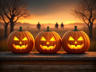 Spooky Halloween Night with Pumpkins, Candles, and Haunted Scenery