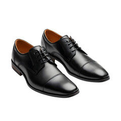 Black Leather Dress Shoes, isolated on transparent background