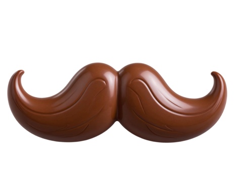  Sweet 3D Chocolate Moustache with Shine Isolated on Transparent Background PNG