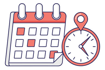 Calendar and Clock with Location Pin time date