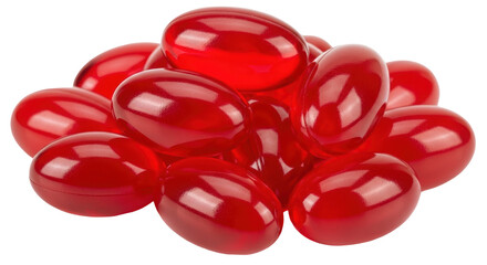 Isolated Red Gel Capsules Pile