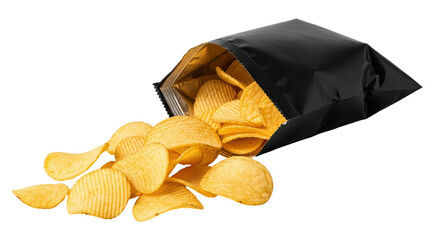 Isolated Bag of Wavy Potato Chips
