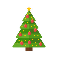 Fototapeta premium Decorated Christmas Tree isolated on a transparent background