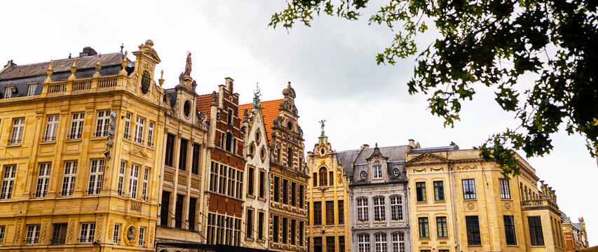 historic leuven cityscape in belgium panorama