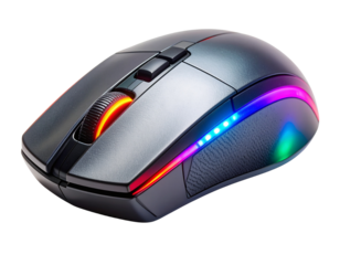 Wired RGB Gaming Mouse with Glowing Effects isolated on white background