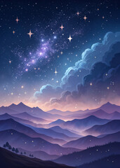 Obraz premium starry sky over the mountains