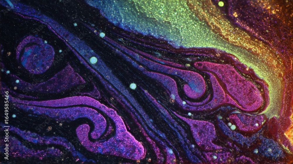 Poster a closeup of a mixing chamber where carbon materials and quantum dots are blended to form the ink sh