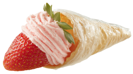 Strawberry cream with an icing bag isolated on a white background