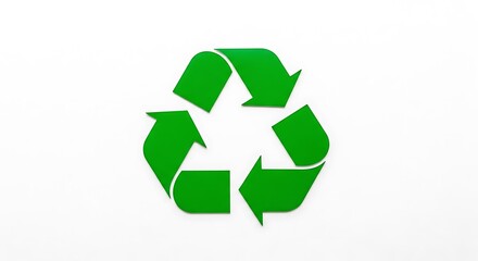 Fototapeta premium Green recycling symbol on a white background.