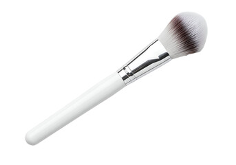 Obraz premium White Makeup Brush with Silver Ferrule and Soft Bristles.