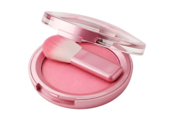 Pink Blush Compact with Brush Makeup Product for Beauty.